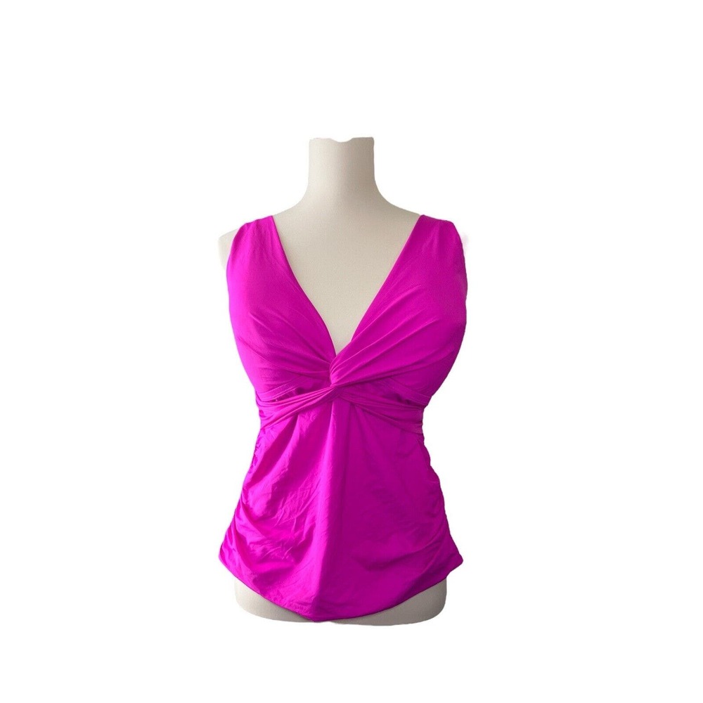 La Blanca Magenta Twist-Front One-Piece Swimsuit Size 16 - Brand New w/ Tags